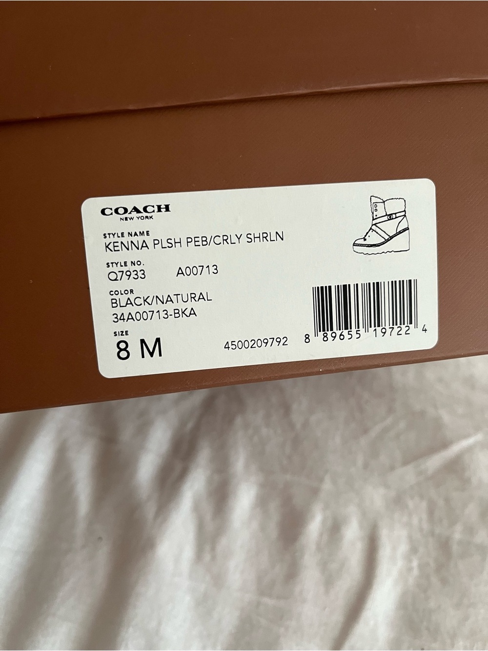 Coach Black Leather Ankle Boots with Cream Shearling - Picture 8 of 9